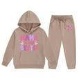 thumbnail image 4 of Sweatshirt Sets Kids - Child Boys Girls Long Sleeve Solid Warm Hoodie Pullover Tops Pants Kids Outfits Sweat Suit (Khaki,4-5 Years), 4 of 4