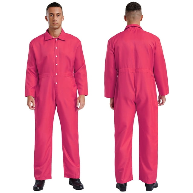 TiaoBug Combinaison une Pièce Unisexe pour Hommes à Manches Longues, Uniforme Salopette Rose Vif P