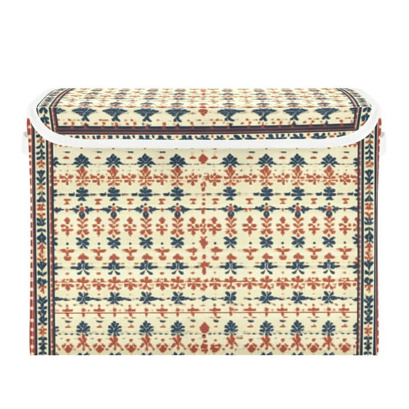 Traditional Style Large Storage Bins with Linen Collapsible Lid Storage Box 16.7 x 12.6 x 11.8in