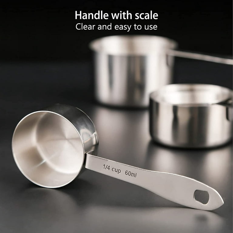 Measuring Spoon, 4PCS Stainless Steel Measuring Scoops Fine Workmanship  Dishwashable with Marking Design