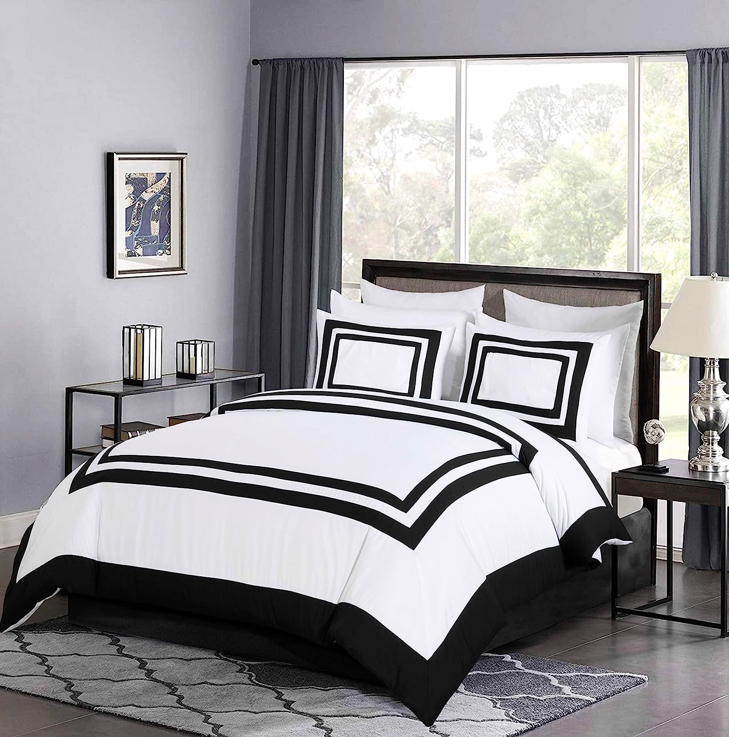Chezmoi Collection Wyatt 7-Piece Queen Bed in a Bag Comforter Set with ...