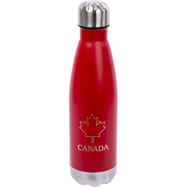 PURE Insulated Water Bottle, 500ml, Red - Canada Classic Stainless Steel Metal Vacuum Thermal Leak Proof Water Bottles for Sports, Travel, Home and Office