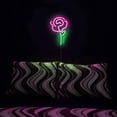 thumbnail image 4 of Isaac Jacobs Letrero de pared LED de 13 x 8,66 pulgadas con flor de rosa rosa neón con tallo verde para luz fría, arte de pared, decoración de dormitorio, accesorios para el hogar (ROSE), 4 of 5
