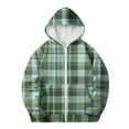 thumbnail image 6 of fnnxnal Little Girls 5T Green Plaid Zip-Up Hooded Jacket - Polyester Machine Washable Spring Fall Outerwear for Kids, 6 of 6