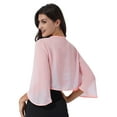 thumbnail image 2 of Rswnyirn Women Elegant 3/4 Sleeve Bolero Shrug Lightweight Solid Cropped Open Front Cardigan Shawl Pink XL, 2 of 5