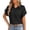 Tops-533Black, variant on Gamivast Button Down Shirts for Women Collared Short Sleeve Business Casual Work Tops Loose Fit Subtle Striped Texture Soft Breathable Professional Summer Tops