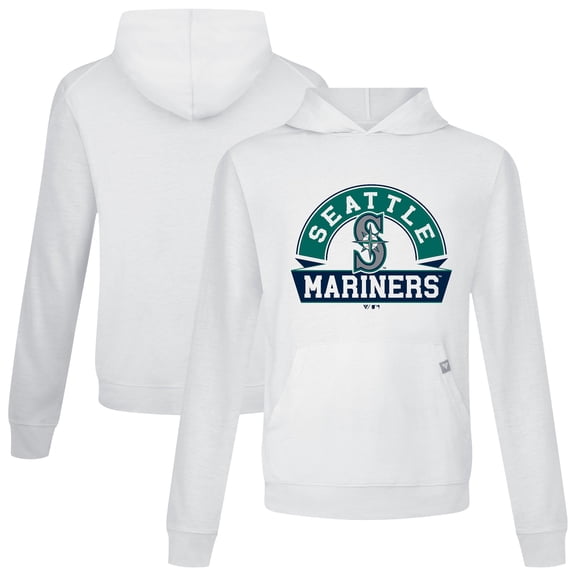 Men's Levelwear White Seattle Mariners Relay Banner Arch Pullover Hoodie