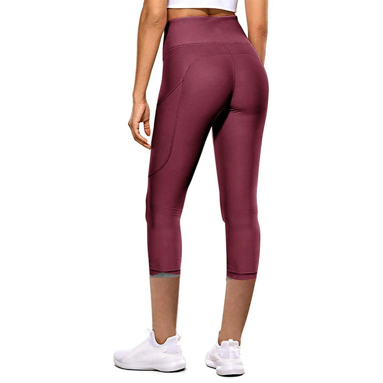 Womens Buttery Soft High Waist Yoga Capri Leggings Lady Exercise Butt Lift  3/4 Tights Pants Gym Active Workout Leggings 