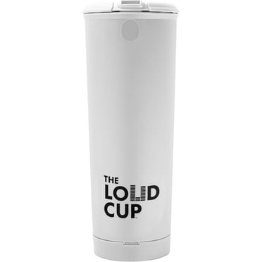 The LoudCup 20 oz Tumbler with Integrated Stadium Horn (Eagle White) - Worlds Loudest Cup for Noisy Fans & Game Day