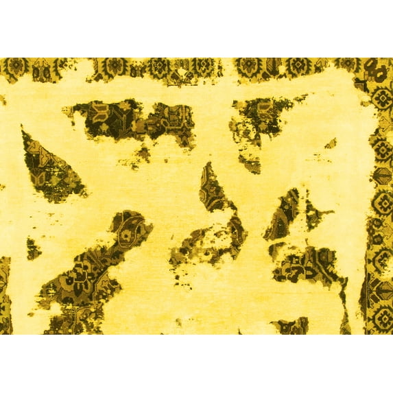 Ahgly Company Indoor Rectangle Abstract Yellow Modern Area Rugs, 8' x 12'