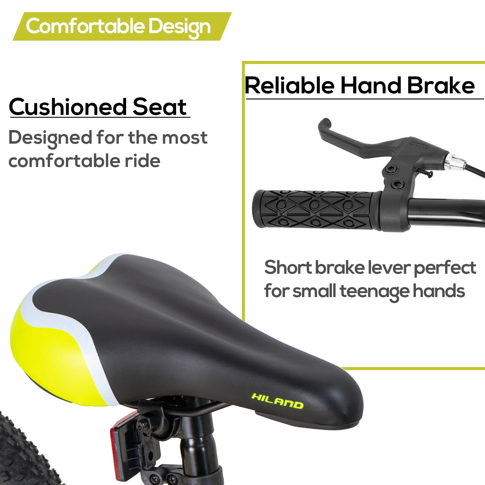Hiland 20 inch Kids Mountain Bike for Girls Boys with Dual Handbrakes Kickstand, Black