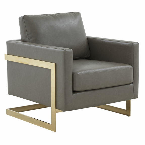 Timeless Tradition Modern Upholstered Leather Accent Sofa with Gold Frame, Modern Living Room Furniture