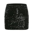 thumbnail image 5 of Telankuip Women's Black Mini Skirts Sequin High Waist Stretch Bodycon Sparkly Short Skirt for Carnival Party Outfits Comfy Stylish Holiday Clothes 2025 Black XL, 5 of 5