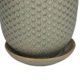 thumbnail image 5 of DecMode Light Gray Porcelain Ceramic Indoor Outdoor Planter with Attached Saucer, Set of 3 8", 6", 5"H, 5 of 10