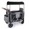 Cochildor Wagon Stroller for 2 Kids, Foldable Stroller Wagon with 2 High Seats, 5 Point Harness, Removable Canopy, Adjustable Handle Bar, Light Grey