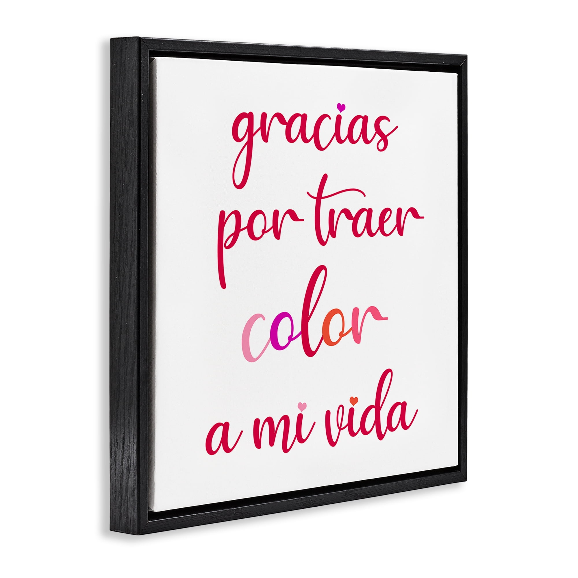 Stupell Industries Gracias por Traer Color Inspirational Quotes & Sayings Painting Black Floater Framed Art Print Wall Art, 18 x 18