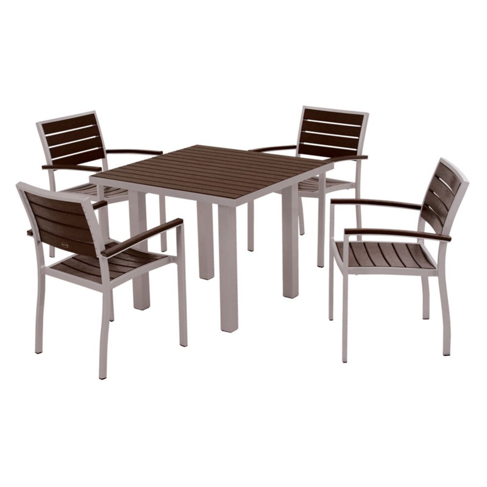 POLYWOOD® Euro Dining Set with Aluminum Frame Seats 4