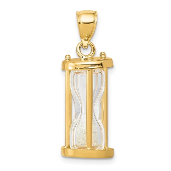 Auriga Fine Jewelry 14K Yellow Gold Polished 3-D Plastic Hourglass w/ Beads Charm (L-18.65mm, W-9.4mm)