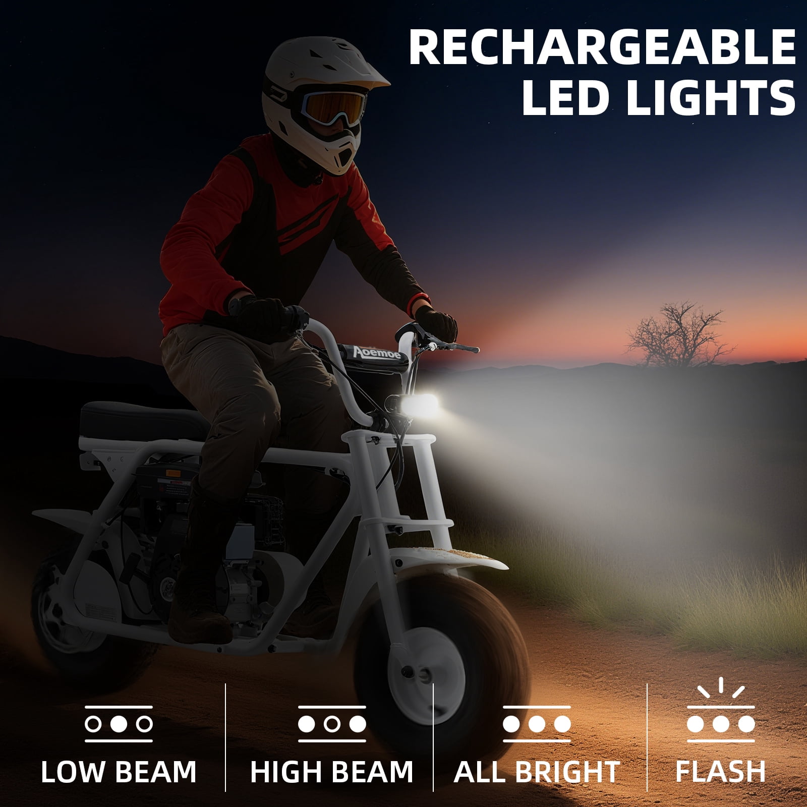 Aoemoe MB001 Gas Powered Mini Dirt Bike 99CC for Teens and Adults, 22MPH Off Road Motorcycle, Weight Support Up to 200 LBS - White