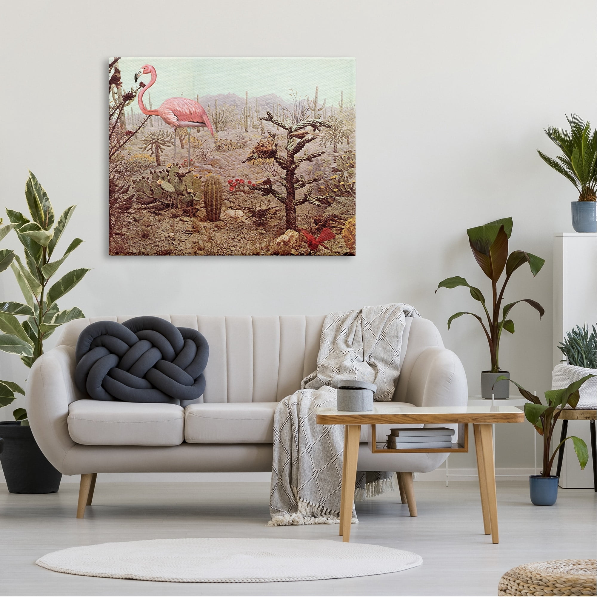 Stupell Industries Collaged Flamingo Desert Cactus Wildlife Scene Canvas Wall Art, 48 x 36, Design by Cassia Beck