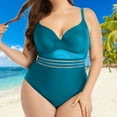 thumbnail image 5 of Swimwear Push Up Solid Color One-piece Mesh Hollow Backless Women Swimsuit for Beach, 5 of 7
