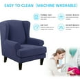 thumbnail image 6 of TOPCHANCES 2-Piece Stretch Jacquard Wing Chair Cover, Wingback Armchair Slipcovers Spandex Fabric WingChair Furnitur Removable for Adults, Kids and Pets, Blue, 6 of 7
