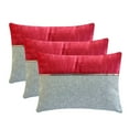 thumbnail image 4 of The HomeCentric Decorative Lumbar Pillow Cover Red & Grey, Pack of 2, 12"x20" (30x50 cm) Linen Patchwork, Corduroy, Linne Oblong Pillow Cover, Patchwork Modern Style - Berry Bliss Red, 4 of 5