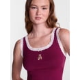 thumbnail image 4 of No Boundaries Cotton Blend Jersey Sleep Lace Tank Top, Women’s XXS-3X, 4 of 6