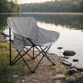 thumbnail image 3 of Sillas de Camping Plegables de Lona para Campamento y Playa Sillas para Exterior con Estructura de Acero y Funda Transportadora Set 4 Sillas Gris, 3 of 6