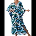 thumbnail image 3 of Vestido Caftán con Estampado Animal para Mujer, Talla Grande, para Playa, Verano 2025 Líneas Azules Talla Única, 3 of 10