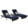 thumbnail image 6 of PAPROOS Outdoor Chaise Lounge Chair Set of 2, Rattan Patio Chaise Lounge Chair with Cushion and Arms, Modern 5-Positions Adjustable Outdoor Lounger Recliner for Poolside, Garden, Backyard, Dark Blue, 6 of 9