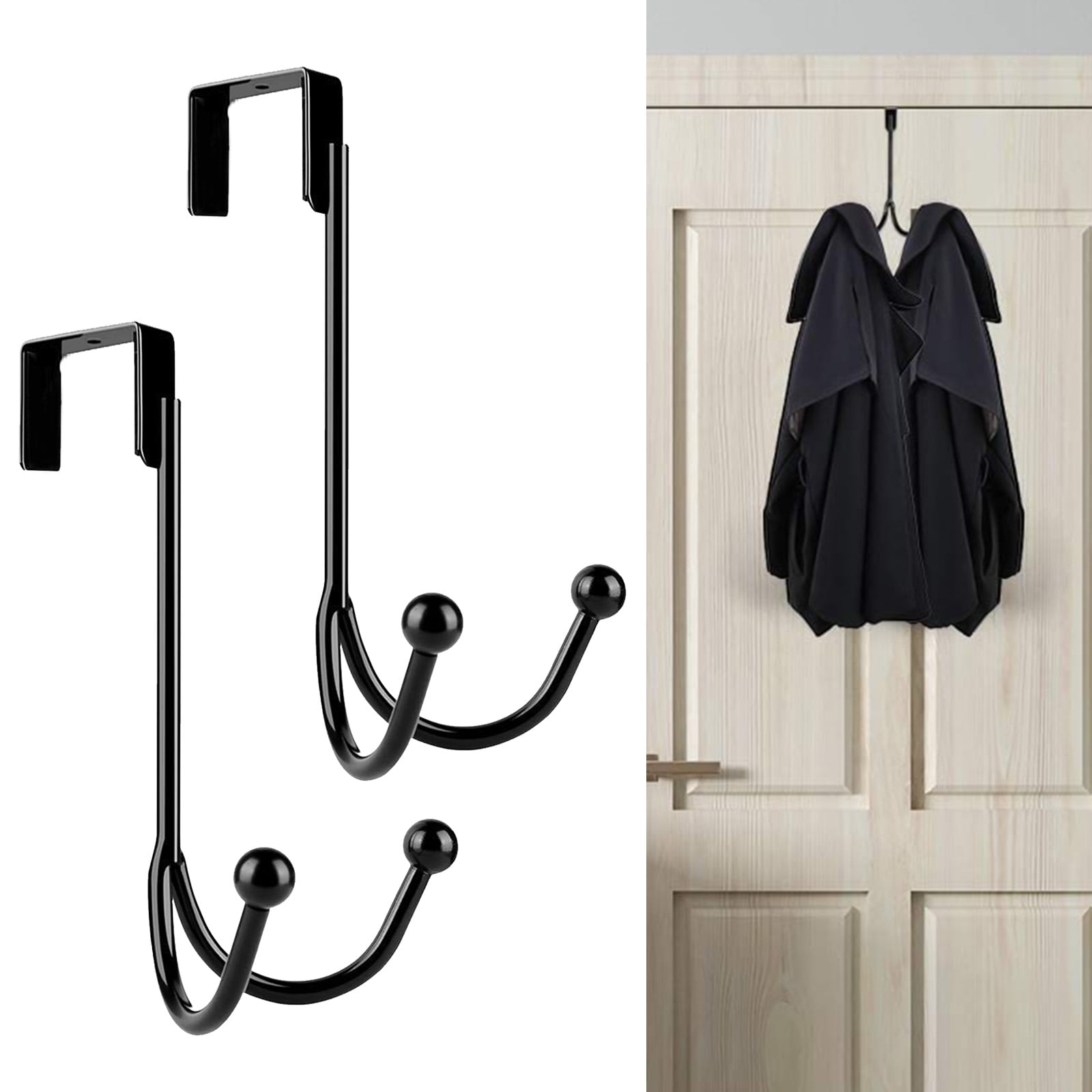 2pcs Over the Door Hook, EEEkit Sturdy Metal Double Hanger Hook, Coat Rack Hook for Hanging Hats