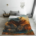thumbnail image 5 of Cauagu Prairie Meditating Lion Pattern Flannel Bed Blankets,Fleece Blanket Comfortable Air Conditioning Blanket for Sofa Bed Travel Couch & Living Room -80"x60", 5 of 8