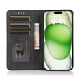 thumbnail image 3 of for iPhone 16 Plus Case, PU Leather Case, Vintage Wallet Case Book Folding Flip Case with Kickstand Card Holders Slots Magnetic Closure Protective Cover for iPhone 16 Plus, Black, 3 of 14