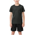 thumbnail image 3 of Karoyedx Toddler Boys Athletic Clothes Toddler Boys Sets Summer Athletic Sports Outfits Short Sleeve Tshirts With Shorts Outfits 2 Piece Little Boys Clothes Black Size,5-6 Years, 3 of 3