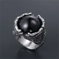 thumbnail image 2 of HIJONES Men's Women's Stainless Steel Ring with Black Stones Size 11, 2 of 4