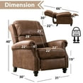 thumbnail image 6 of Bonzy Home Pushback Recliner Chair Leather Recliner Chair Push Back Armchair - Studded Accent Sofa for Living Room 350lbs Capacity,Brown, 6 of 9