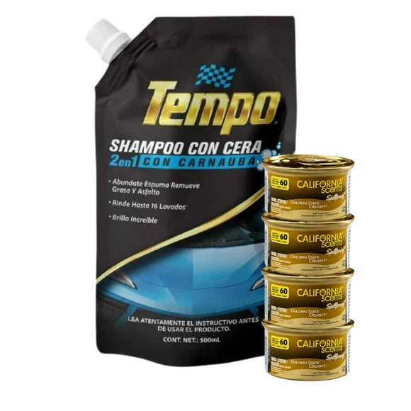 4 Aromatizantes GoldenSt CS + Shampoo con Cera Tempo 500ml