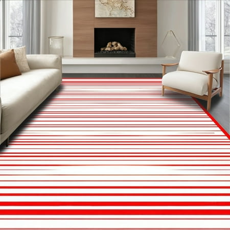ODIKA 4'x6' Machine Washable Non-Slip Area Rug, Classic Layered Entryway High Traffic Rug, Red, 68803