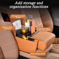 thumbnail image 3 of Multifunctional PU Leather Car Armrest Box Mat, 5-in-1 Center Console Cover,Car Interior Accessories with 2 Storage Bags Cup Holder, Tissue Box Slot, Phone Slot for Sedans, 3 of 7