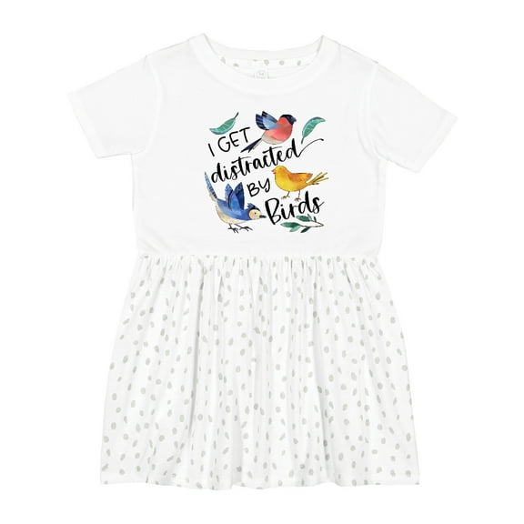 Inktastic I Get Distracted by Birds Girls Toddler Dress