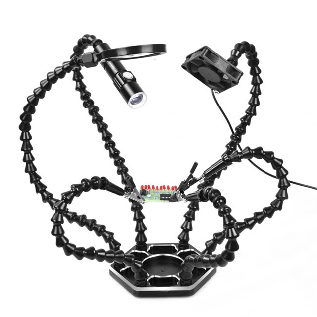 Helping Hands Estación de soldadura 6 Brazos flexibles Herramienta de reparación (Negro) Likrtyny Para estrenar