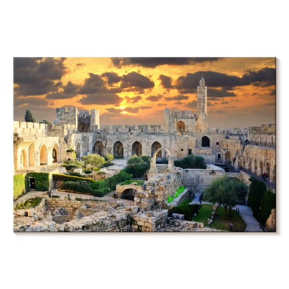 Elephant Stock Tower Of David Wall Art - Horizontal Canvas Wall Art - Living Room Wall Decor - Places Canvas - Gray And Beige Decor - 12" x 8"