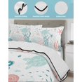 thumbnail image 4 of Quilts Twin Size, Coastal Turtle Soft Comforter Bedding Set for Bed, Teal Green Ocean Coral Starfish Jellyfish Lightweight Quilted Bedspread with Pillow Cover(2 Pieces) for All Season, 68x86 Inch, 4 of 6