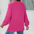 thumbnail image 5 of Long Sleeve Shirts for Women Waffle V Neck Trendy Oversized Loose Pullover Fall Casual Tunic Tops Hot Pink S, 5 of 6