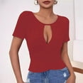 thumbnail image 3 of tarylea Blouse Habillée pour Femme à Manches Courtes, Col Licou Goutte d'Eau, Coupe Ajustée, Confortable, Hauts Mode, 3 of 7