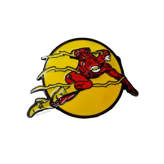 The Flash In Action Metal Belt Buckle With Enamel Finish
