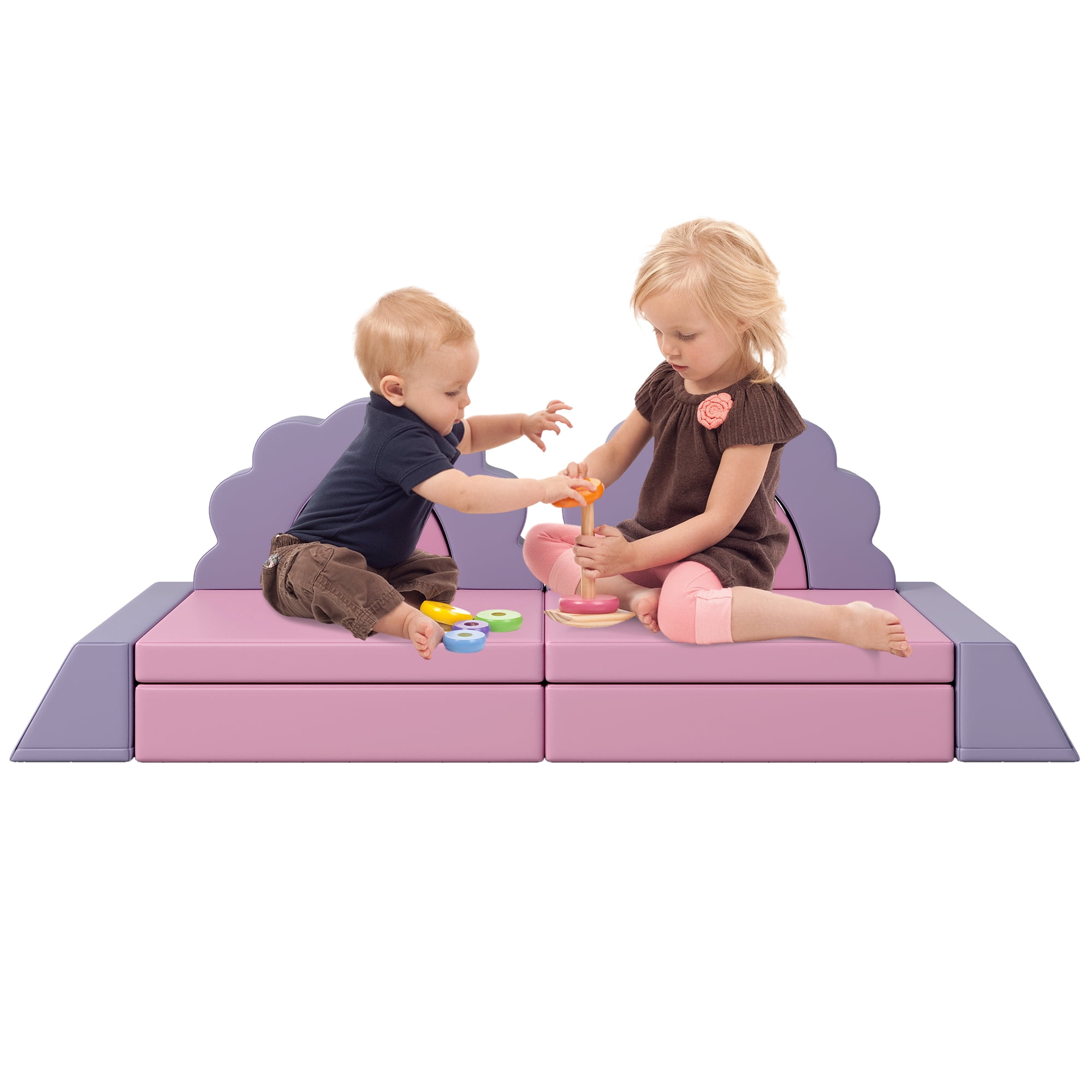 EUROCO 10PCS Kids Couch for Playroom, Baby Climbing Blocks for Nursery, Living Room, Foam Climbing Blocks Convertible Sofa ,Kids Play Couch, Indoor Climbing Structure