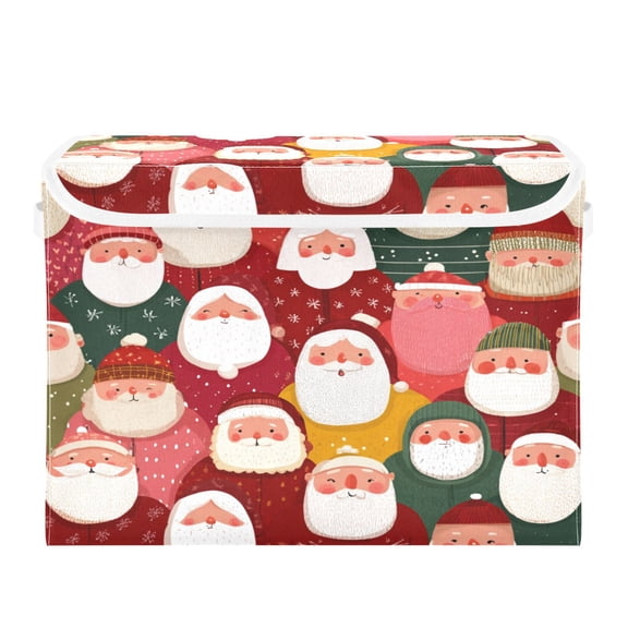 Storage Box With Lid 16.5x12.6x11.8In Foldable Stacked Household Storage Box Santa Claus Cute