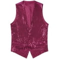 thumbnail image 4 of TiaoBug Womens Shiny Sequins Vest Button Sleeveless Jacket Nightclub Prom Party Waistcoat Hot Pink M, 4 of 7